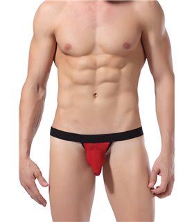Sexy Tanga kurz für Herren - Schwarz/Rot