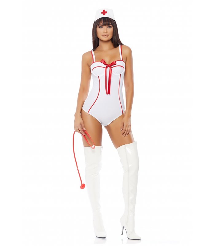 Kostüm Sexy Krankenschwester - Weiss/Rot