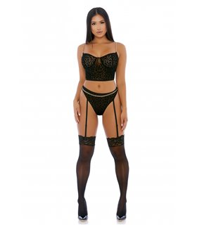 Sexy Oberteil & Höschen im Leo-Look - Schwarz