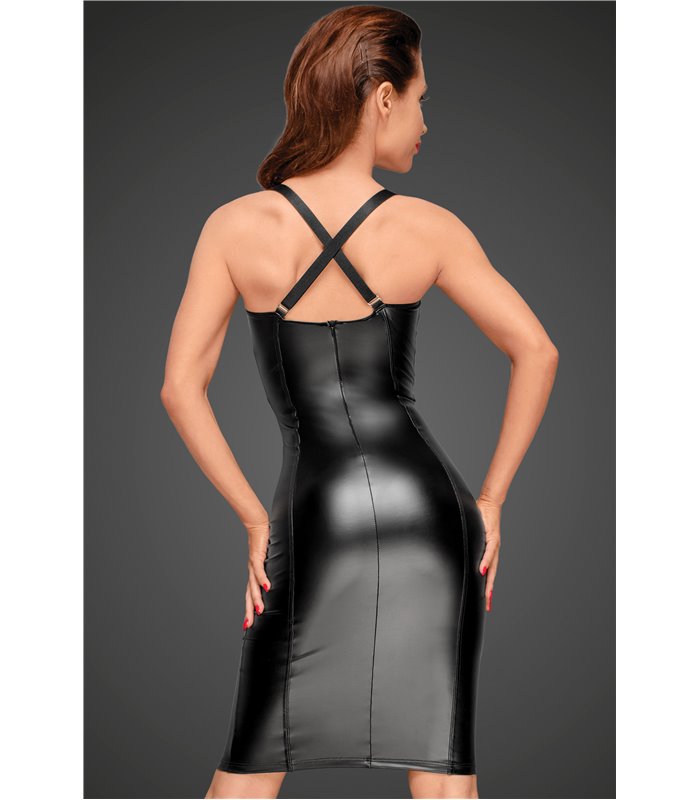 Powerwetlook Kleid mit elastischen Einsätzen in der Hüfte und Brustbereich 