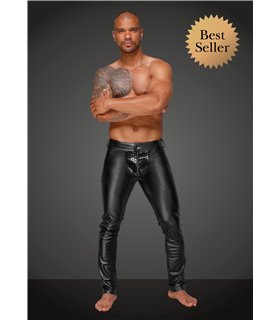 Powerwetlook Herrenhose mit dekorativen PVC Zierfalten und Gesäßtaschen