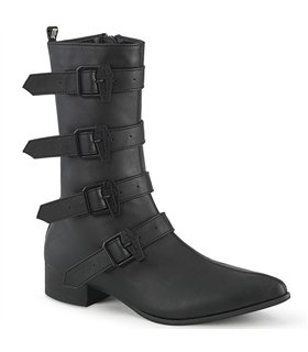 RIOT-20 Demonia Damen Herren 20 Ösen Schnürstiefel Stahlkappe schwarz Leder